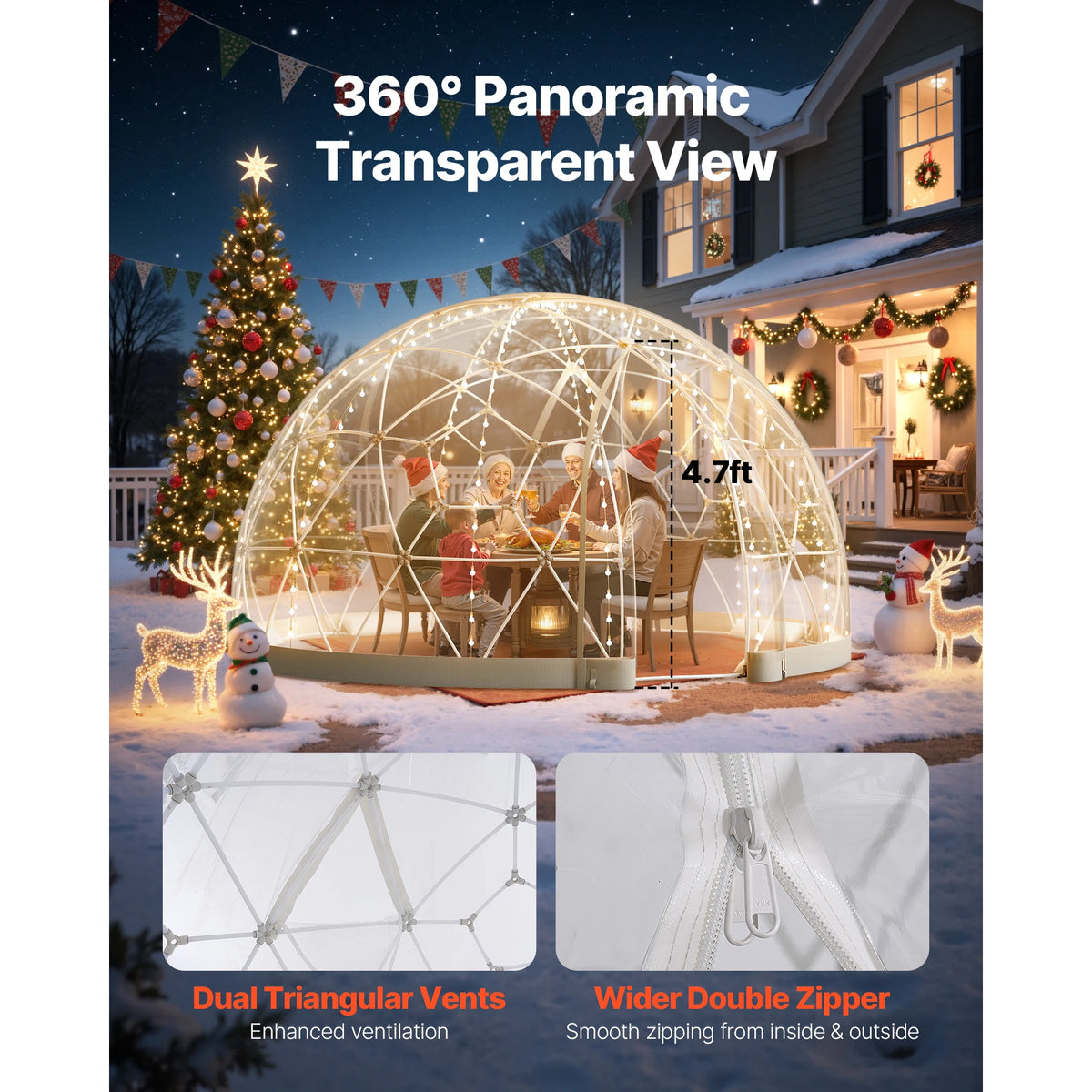 Weatherproof Geodesic Garden Dome Tent Greenhouse With PVC Window