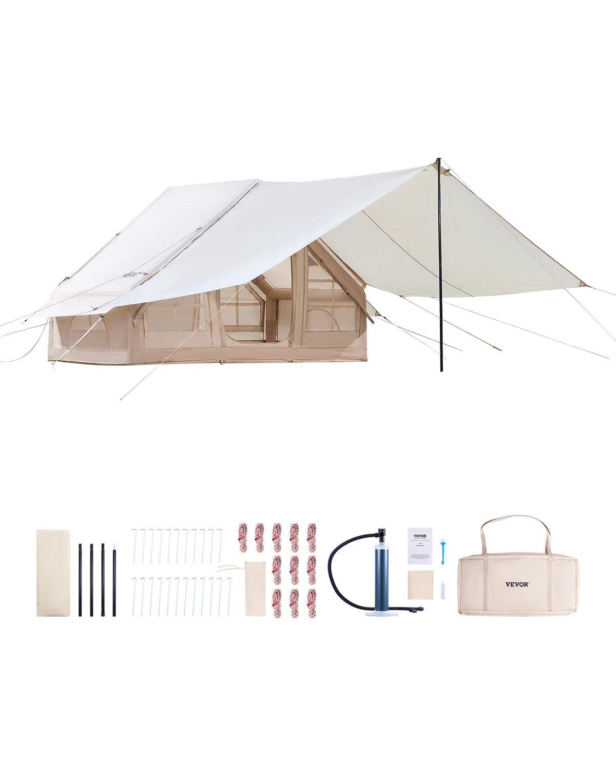 SucceBuy Inflatable Camping Tent with Hand Pump Easy Setup Mesh Windows
