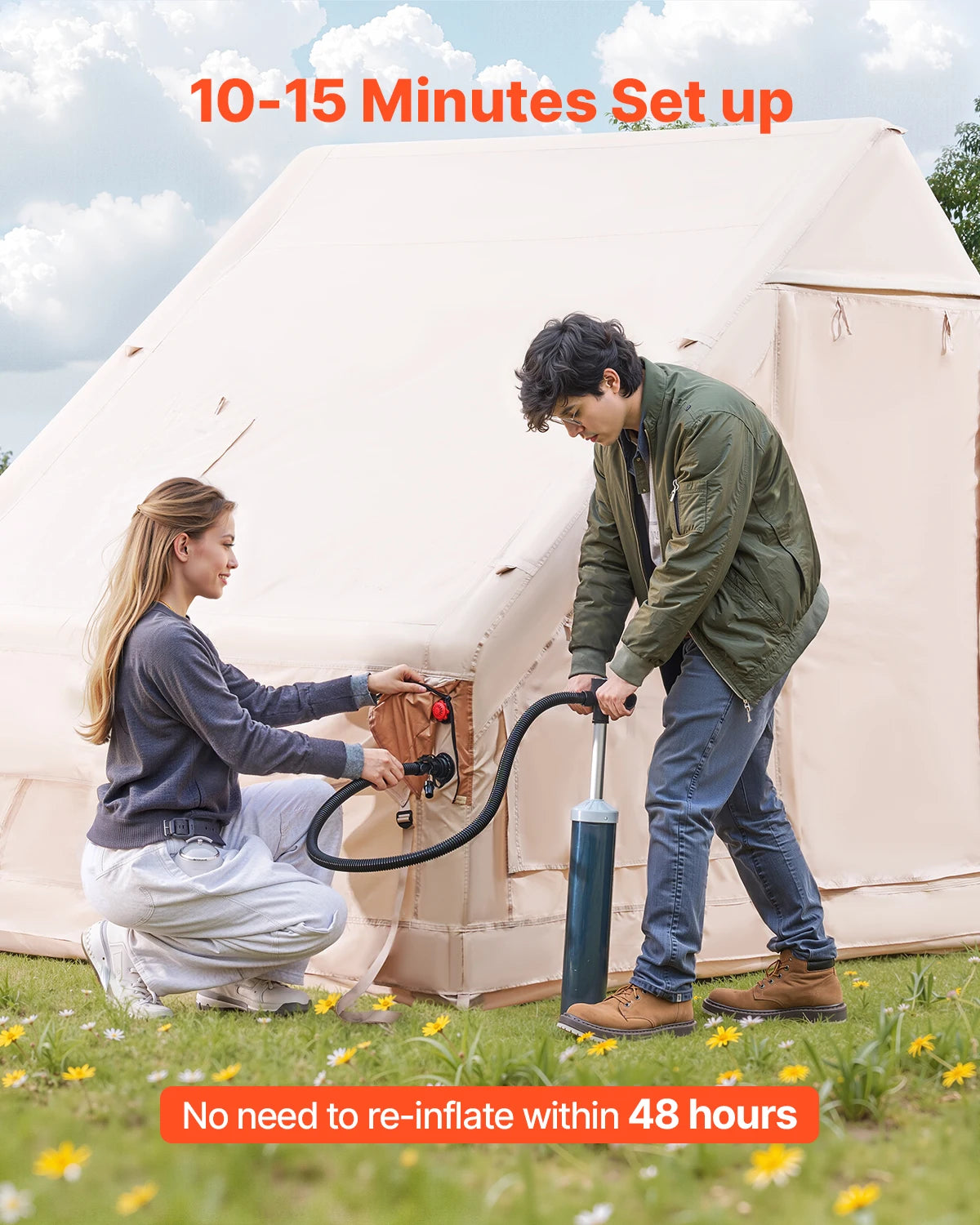 SucceBuy Inflatable Camping Tent Easy Setup Includes Hand Pump