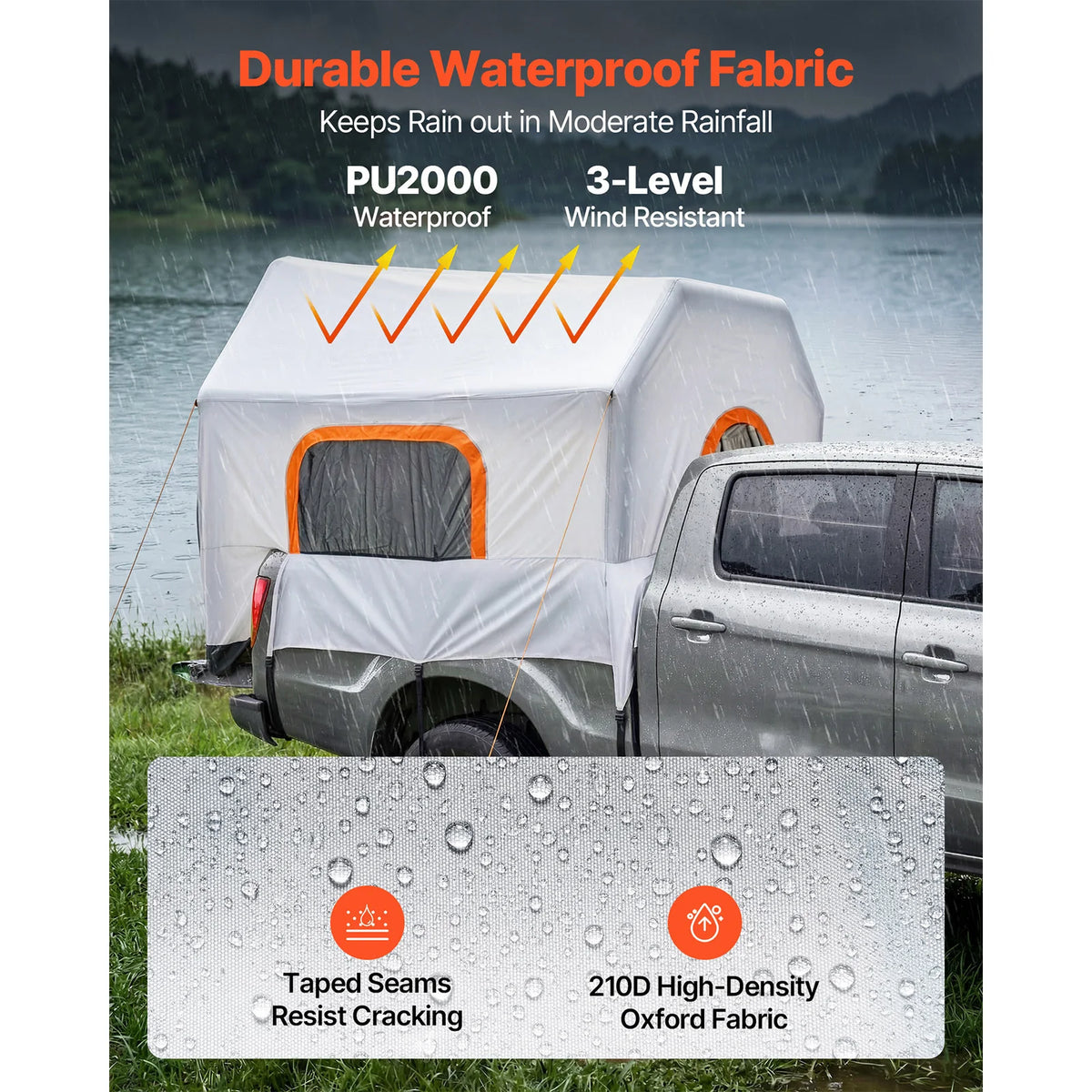 SucceBuy Inflatable Pickup Truck Tent With Ventilated Mesh Windows
