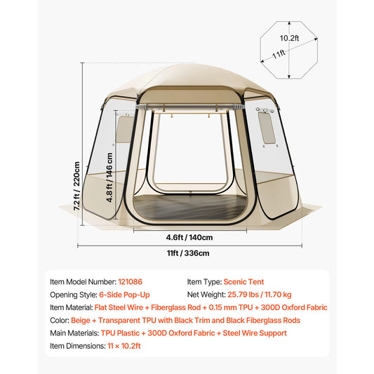 SucceBuy Pop Up Bubble Tent Waterproof Outdoor Dome With Windows