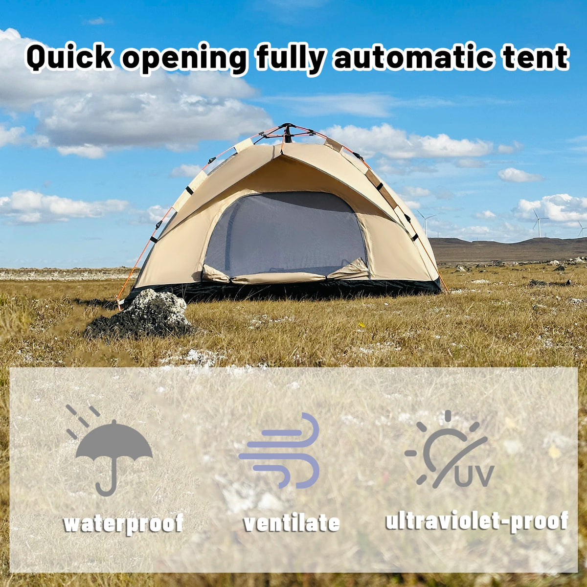 Pakicetus Instant Pop Up Dome Tent Easy Setup Family Camping