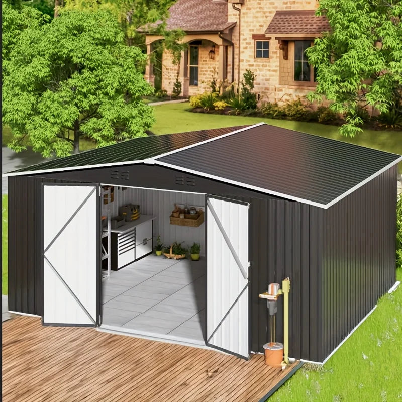 VIWAT Waterproof Metal Storage Shed Heavy Duty With Lockable Door