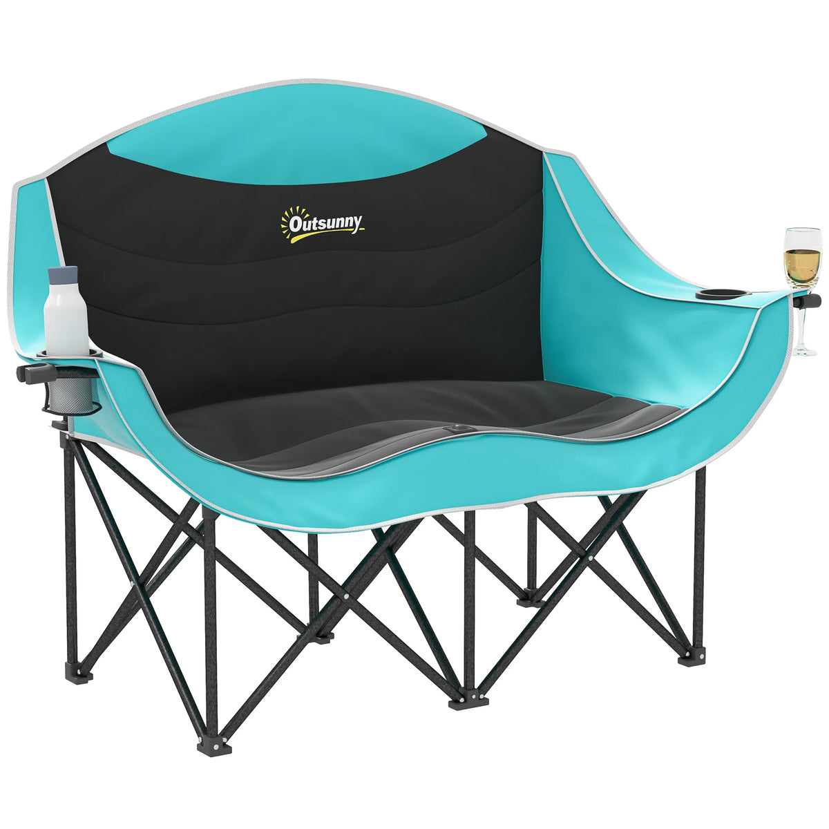 Outsunny Padded Folding Double Camping Chair For Adults