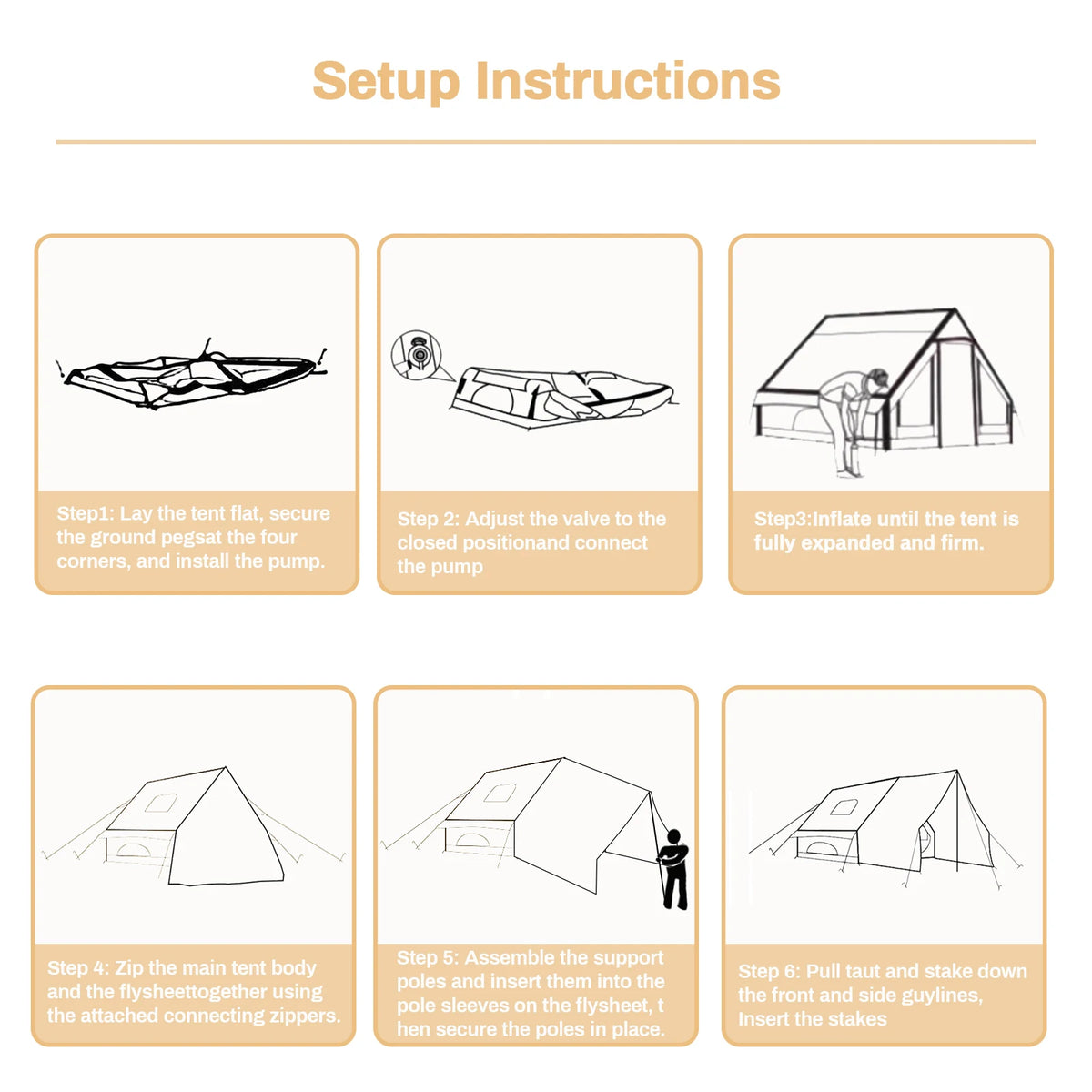 Pakicetus Inflatable Camping Tent With Extended Sun Canopy And Uv Protection