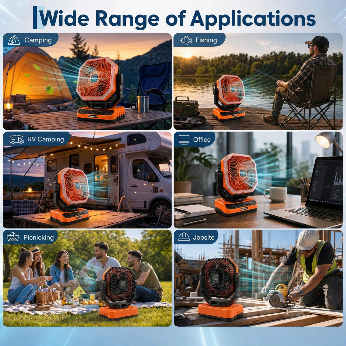 HiMiss 40000mAh Portable Camping Fan With Remote Timer And Led