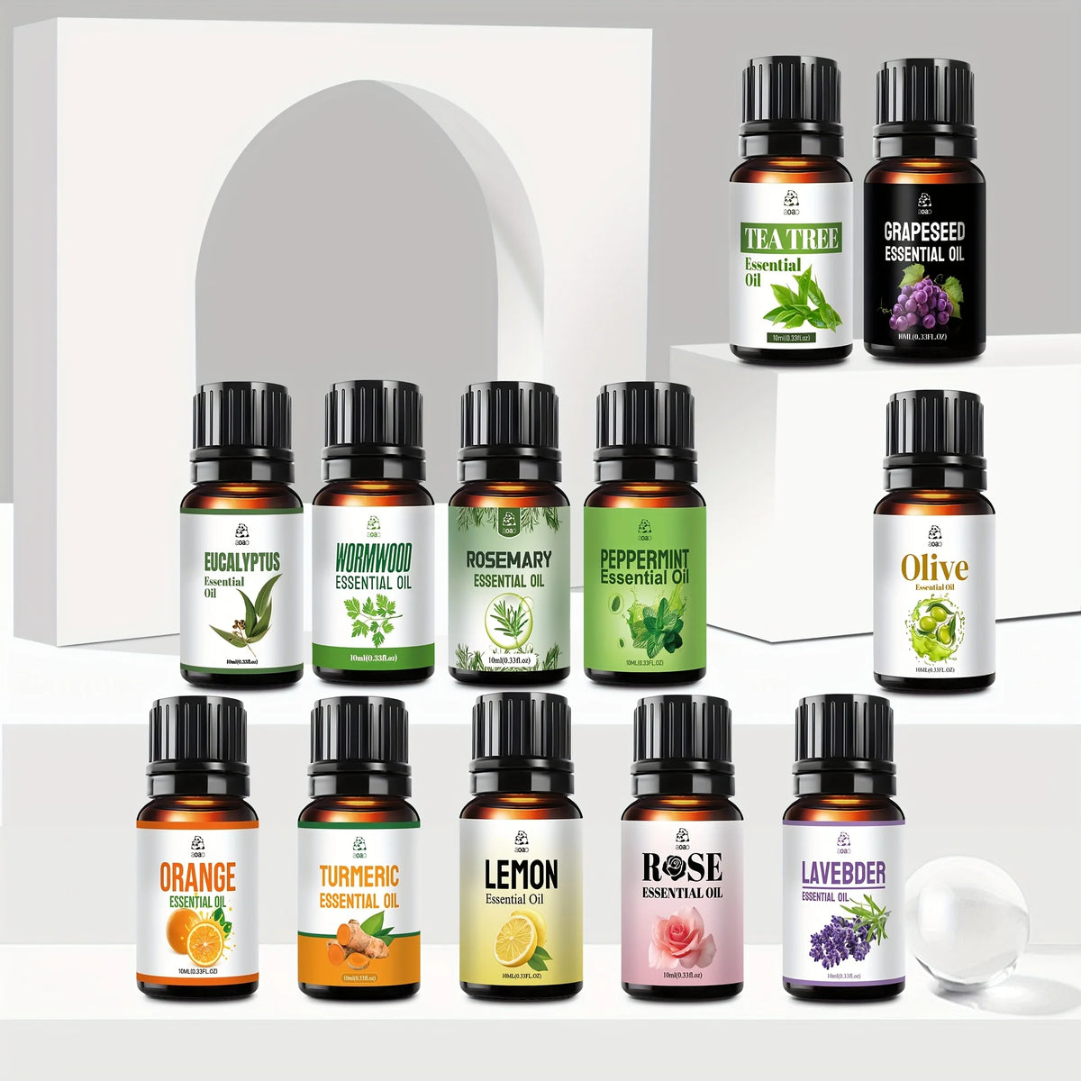 12pc Skin Care Blend Essential Oil - Natural Plant Extract, Used For Massage, Skin Care, Facial, Hair Skin Care Oil, Rich And Long-lasting Fragrance Essential Oil.