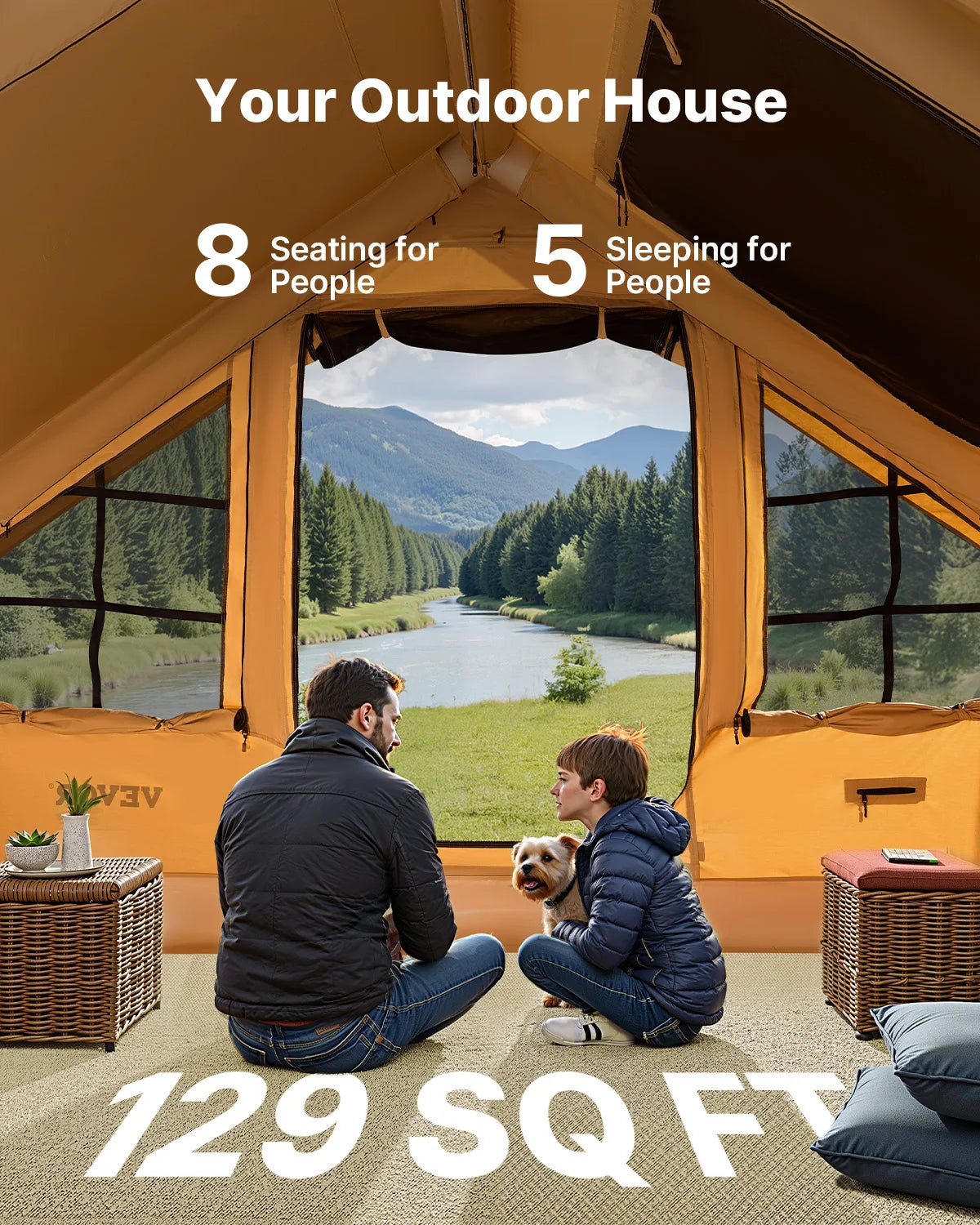 Vevor Inflatable Camping Tent With Hand Pump And Skylight