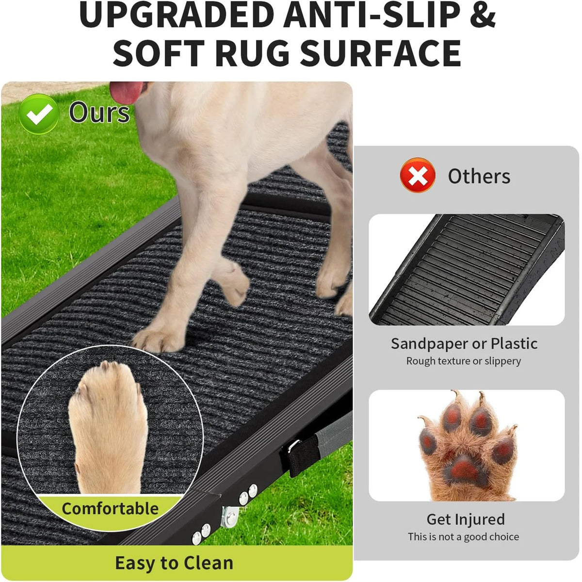 HiMISS Upgrade Folding Dog Car Ramp With Anti Slip Base