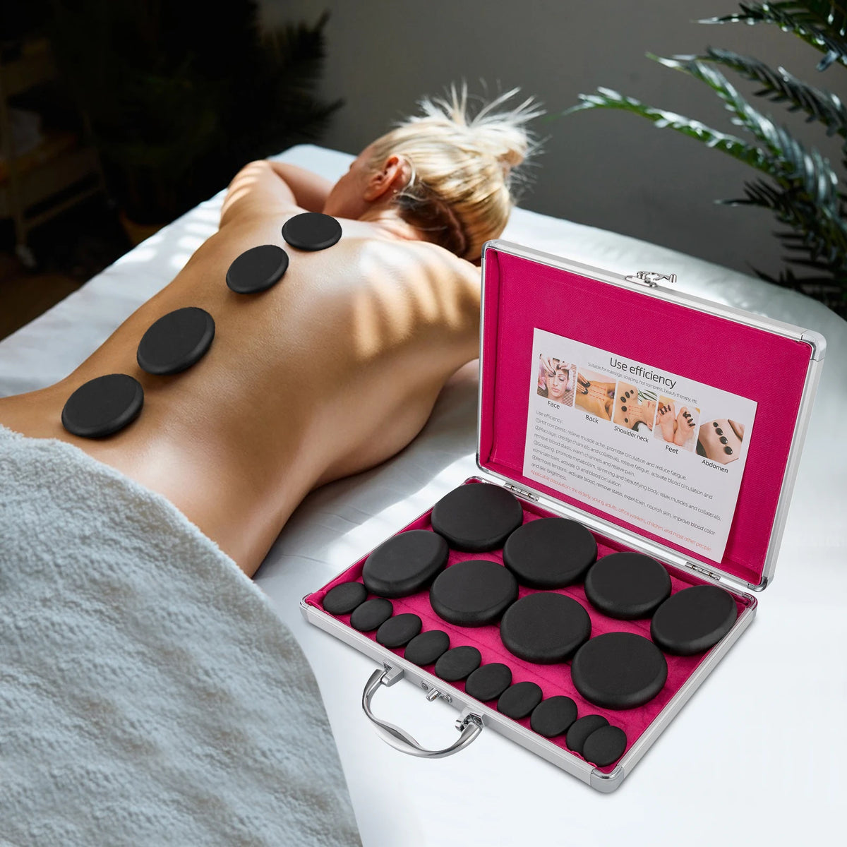 Volcanic Hot Stone Massage Kit With Heating Box For Relaxation