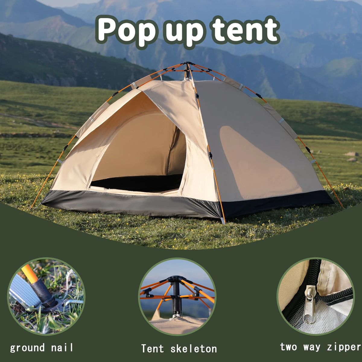 Pakicetus Instant Pop Up Dome Tent For Family Outdoor Camping