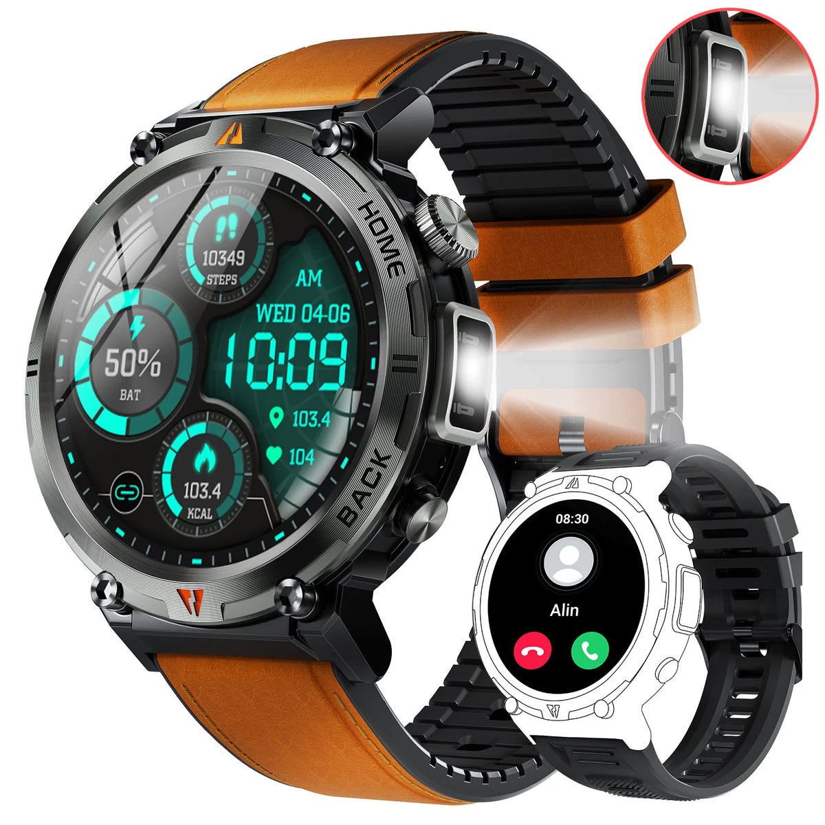 EIGIIS KE3 Bluetooth Calling Smartwatch With Health Monitor And Flashlight