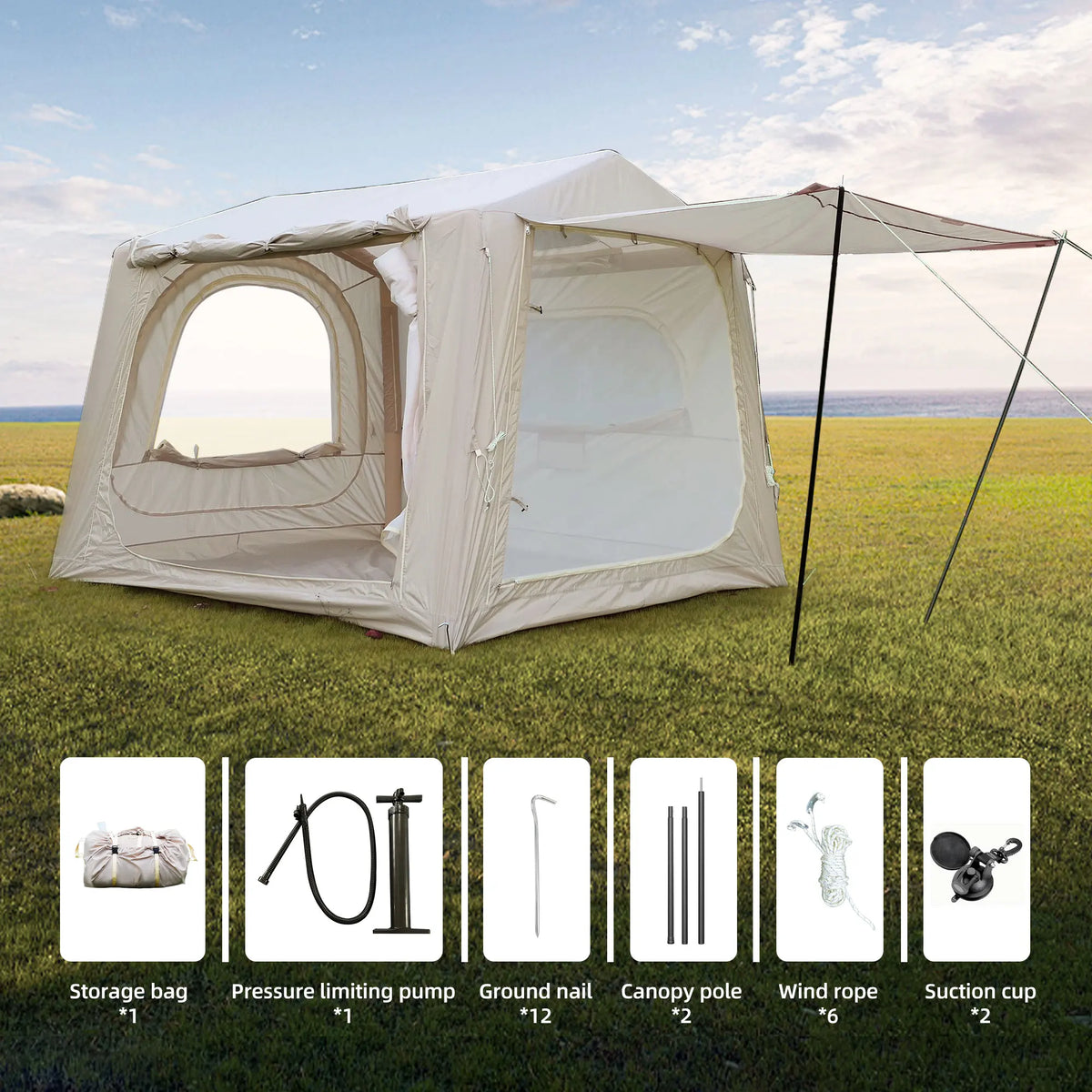 Waterproof Inflatable Camping Tent With Premium Fabric And Easy Setup