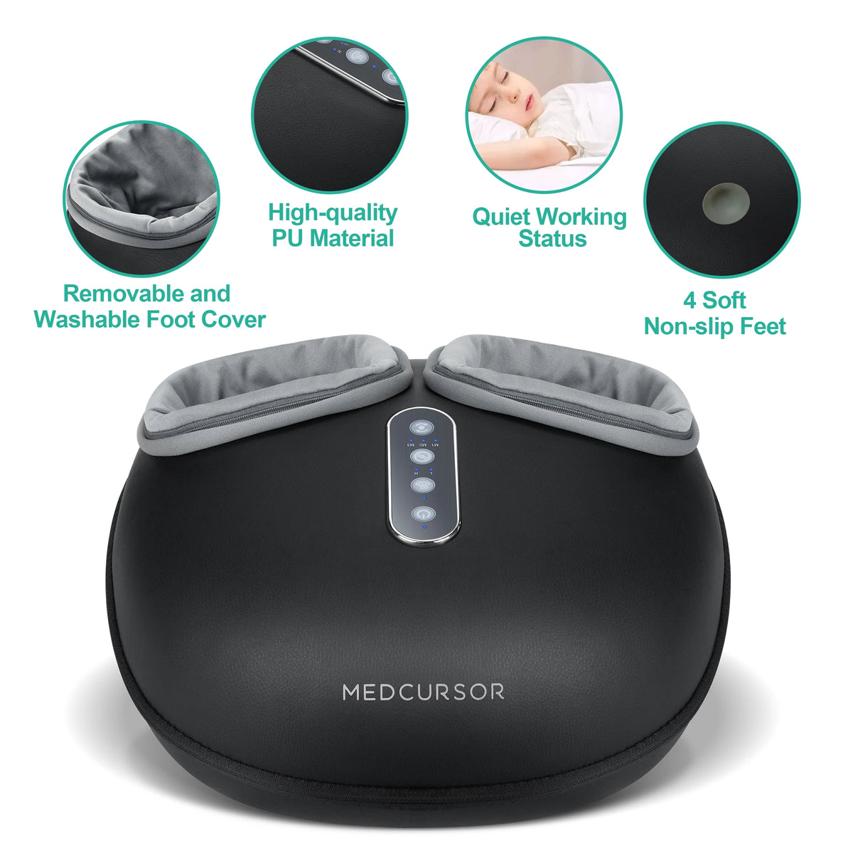 Medcursor Electric Shiatsu Foot Massager With Heat Roller