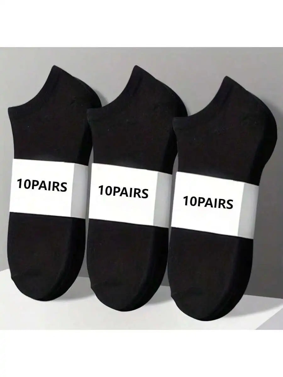 Unisex Breathable Ankle Socks 10 Pairs Polyester Sports Daily Wear