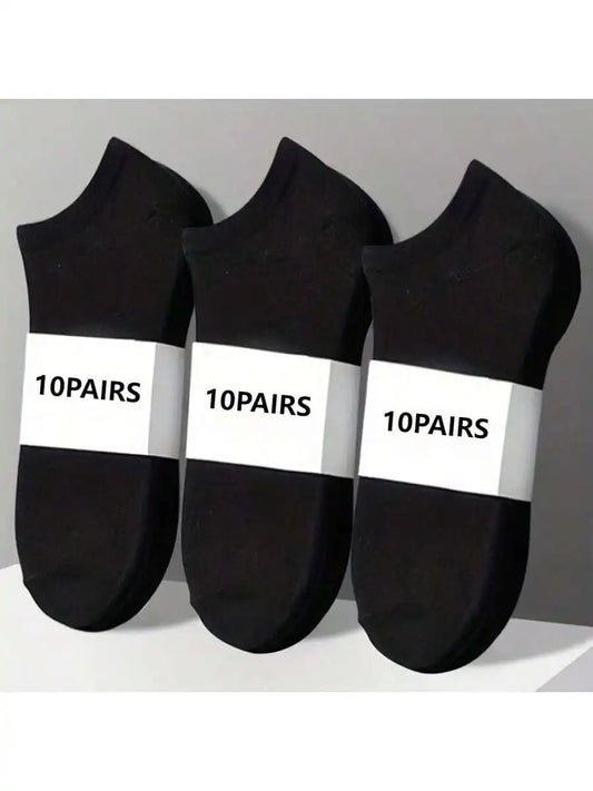 Unisex Breathable Ankle Socks 10 Pairs Polyester Sports Daily Wear