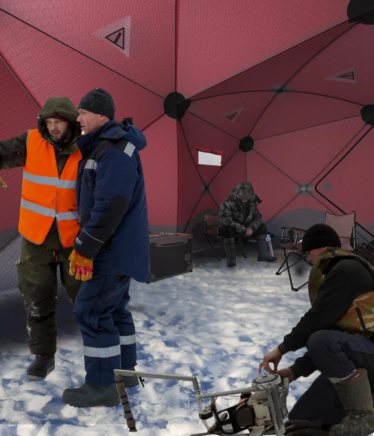 Insulated Windproof Portable Hub Style Ice Fishing Tent