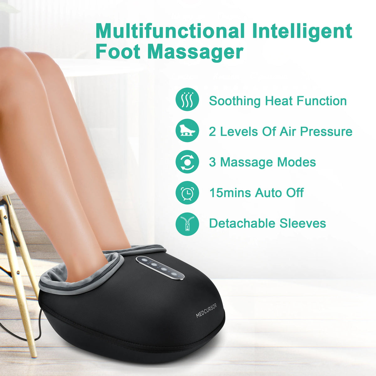 Medcursor Electric Shiatsu Foot Massager With Heat Roller