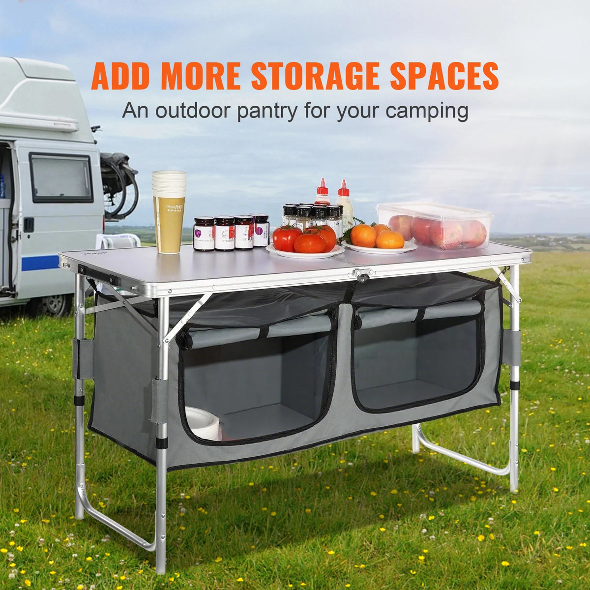 SucceBuy Quick Setup Folding Camping Kitchen Table For Outdoors