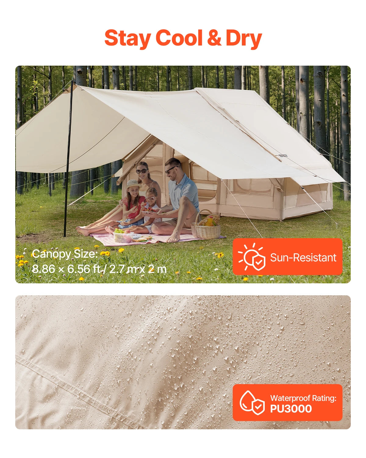 SucceBuy Inflatable Camping Tent With Hand Pump And Mesh Windows