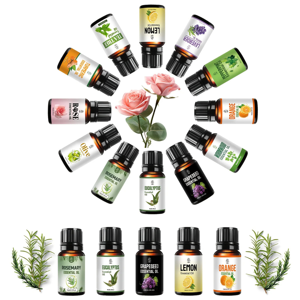 12pc Skin Care Blend Essential Oil - Natural Plant Extract, Used For Massage, Skin Care, Facial, Hair Skin Care Oil, Rich And Long-lasting Fragrance Essential Oil.