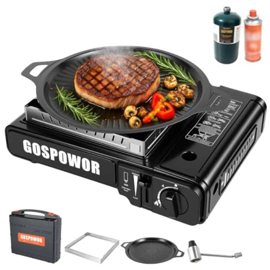 Portable Automatic Ignition Propane Butane Camp Stove With Windscreen