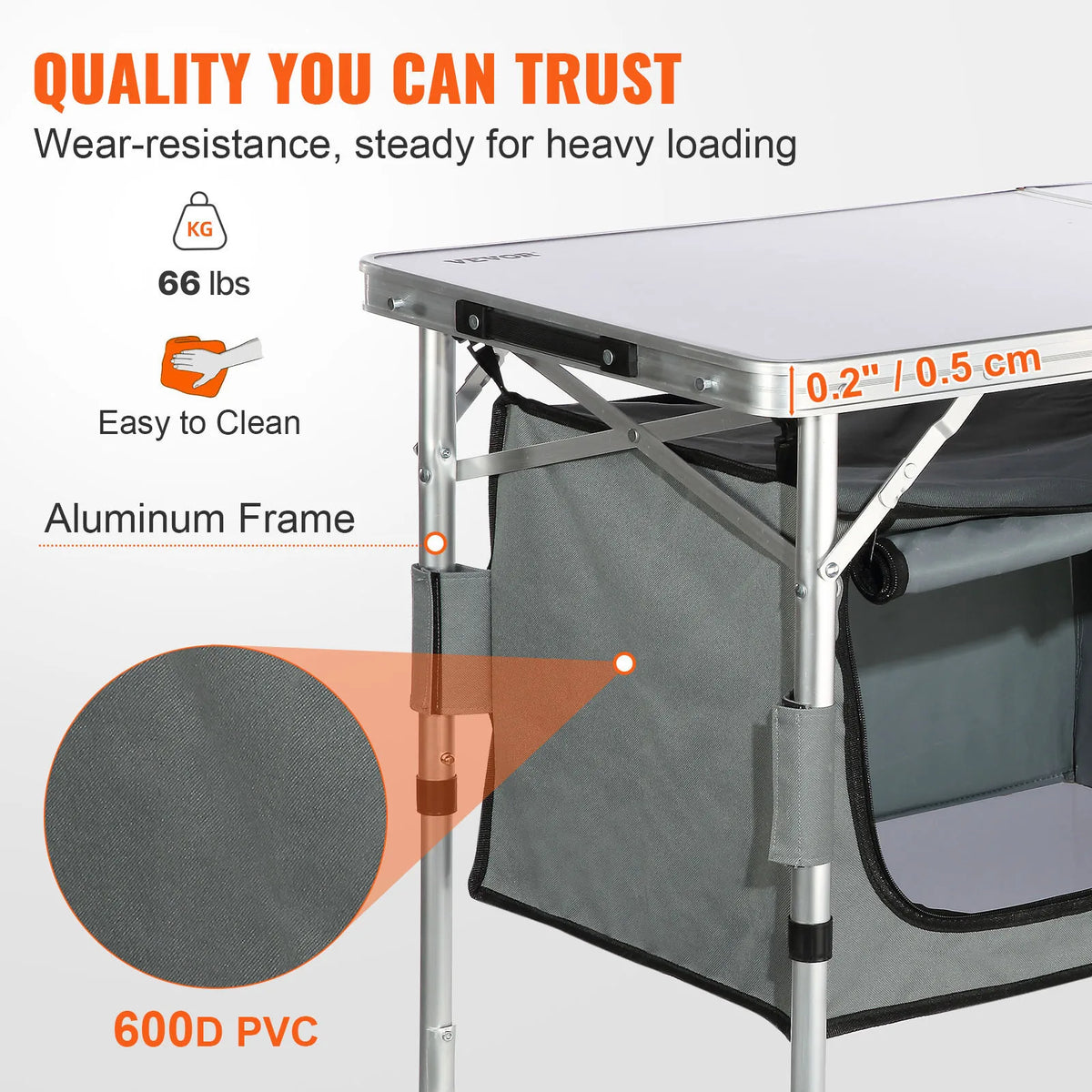 SucceBuy Quick Setup Folding Camping Kitchen Table For Outdoors