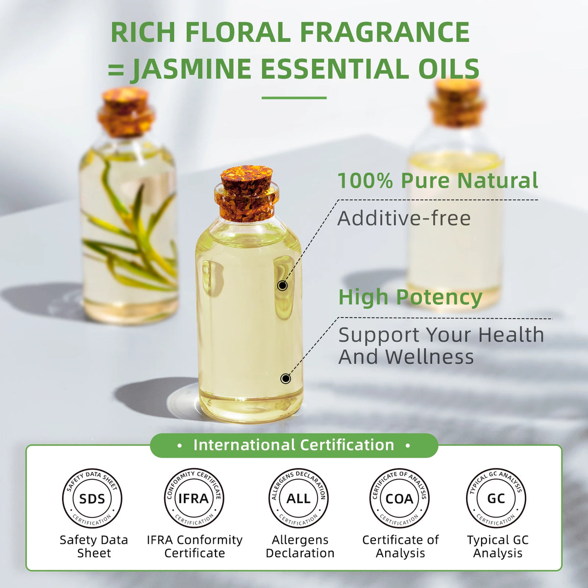 HIQILI 100ml Natural Essential Oil, Geranium/Tea Tree/Rosemary/Rose/Vanilla/Lavender/Peppermint, Used For Humidifiers/Diffusers