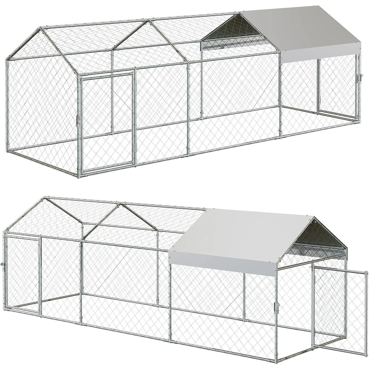 Portable Metal Chicken Coop 120x40x40in Chicken Run For Yard With Anti-UV Waterproof Cover, Poultry Cage For Ducks Rabbits
