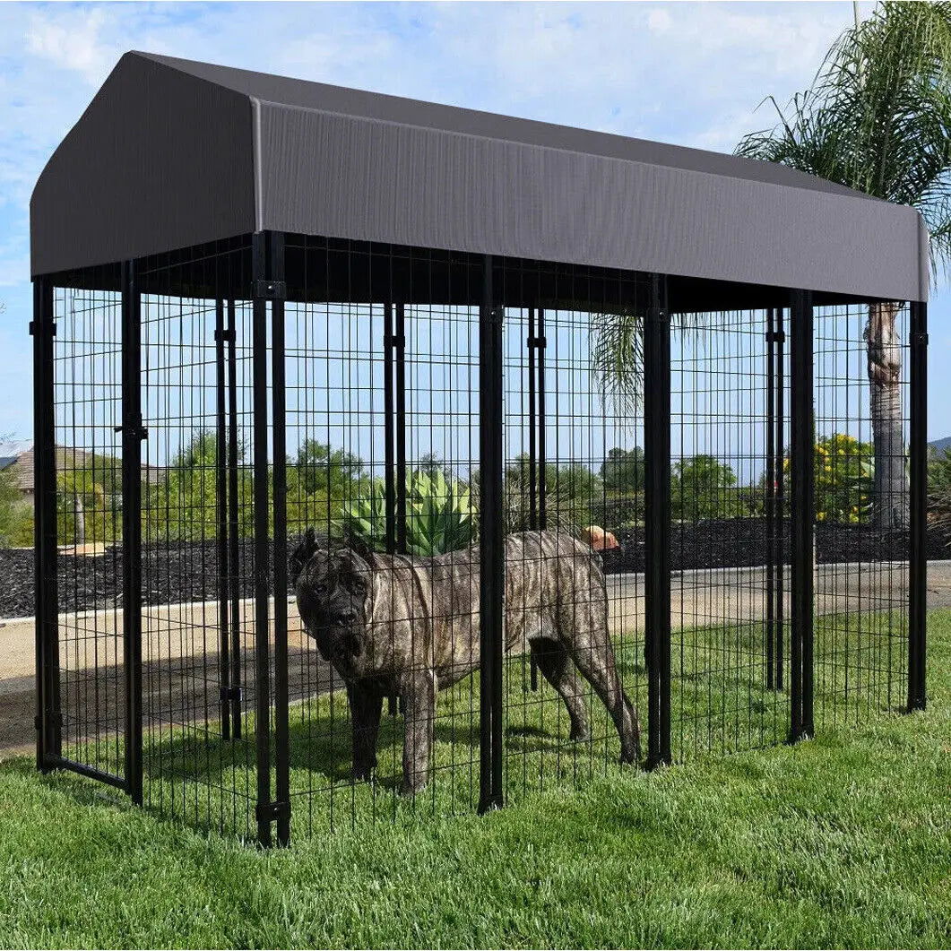 Iron Dog Cage With Roof For Outdoor Pet Playpen Kennel
