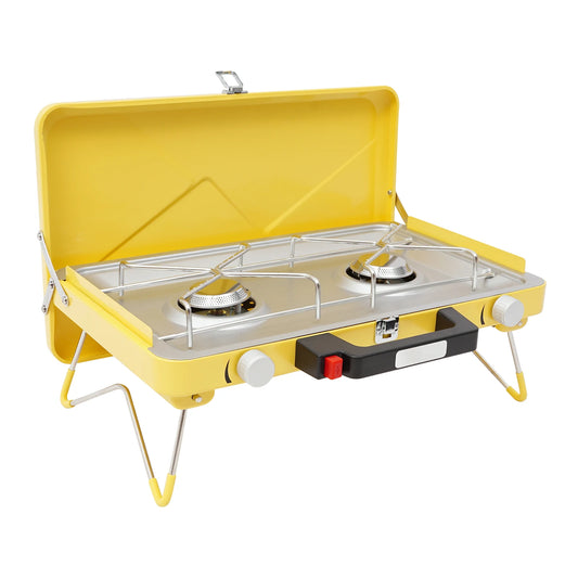 Portable Two Burner Gas Camping Stove With Piezo Ignition