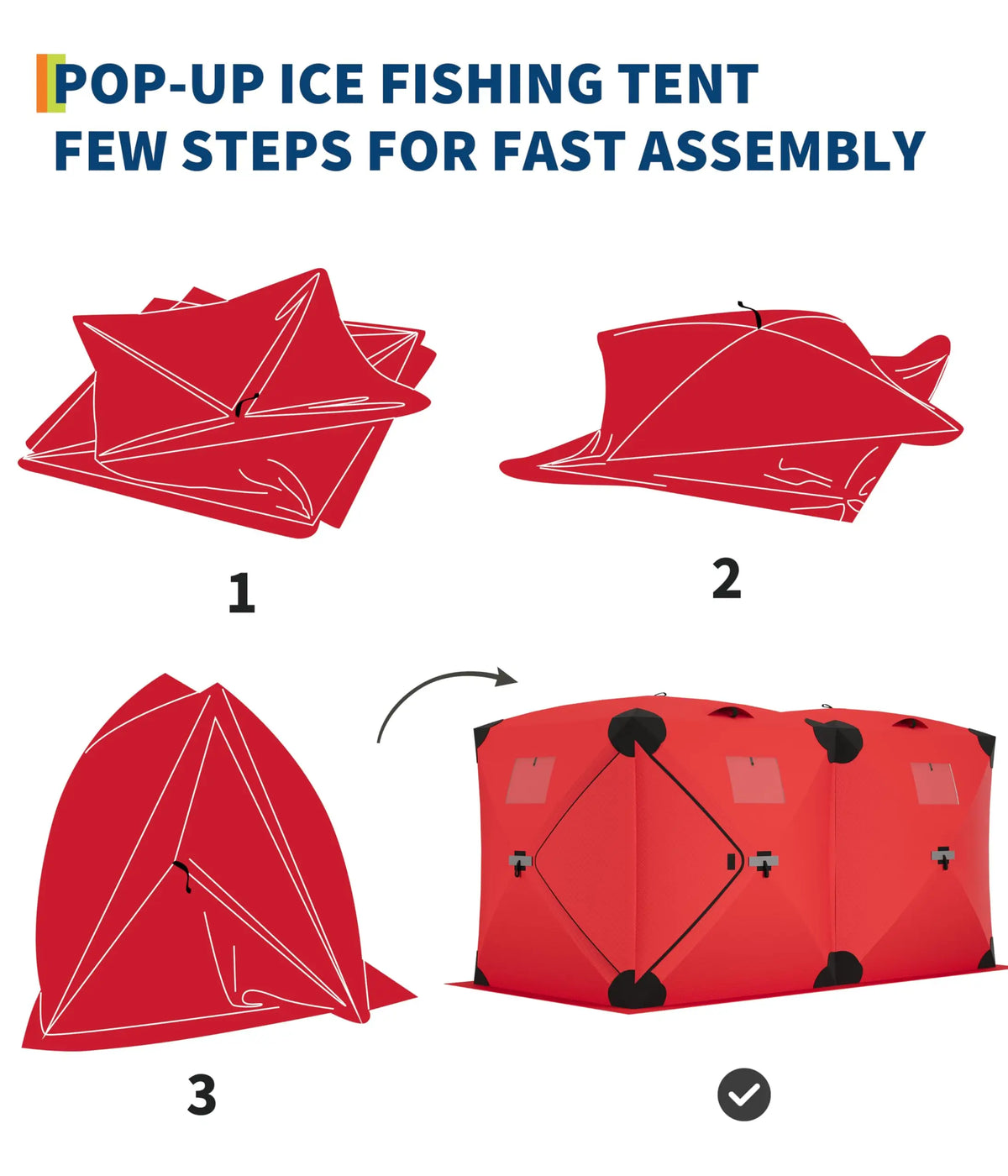 Insulated Windproof Portable Hub Style Ice Fishing Tent