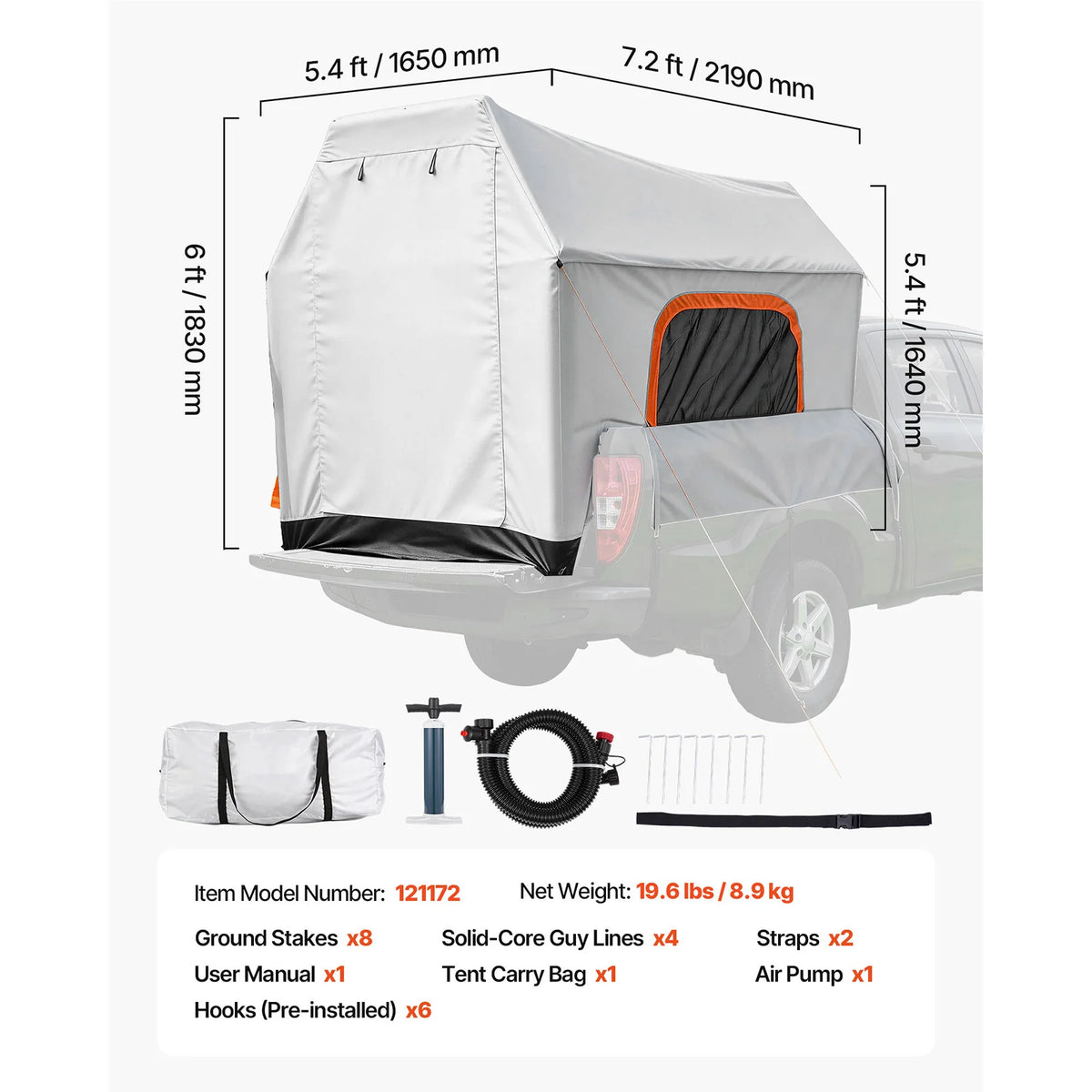 SucceBuy Inflatable Pickup Truck Tent With Ventilated Mesh Windows