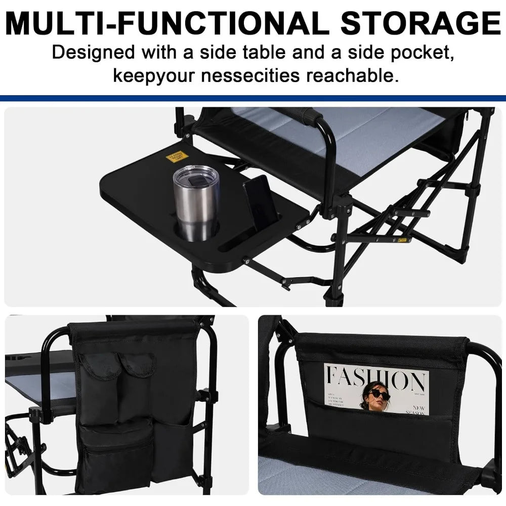 Folding Outdoor Director Chairs With Side Table And Bag