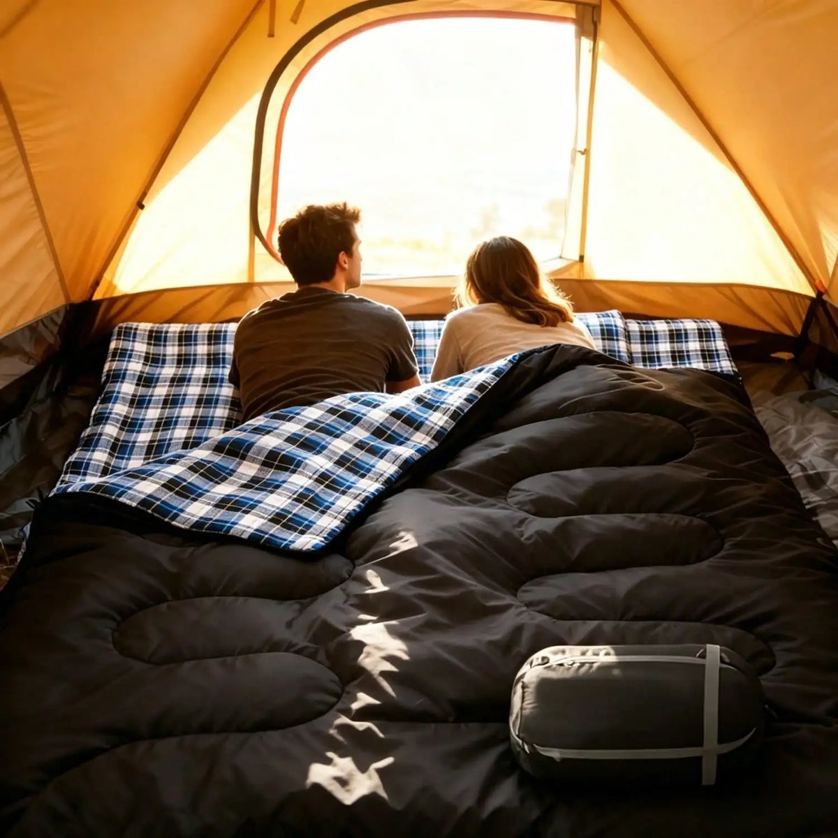 Adult Camping Double Sleeping Bag Includes Pillows For Cold Weather