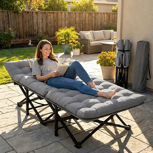 Aorian Portable Folding Camping Cot With Detachable Mattress