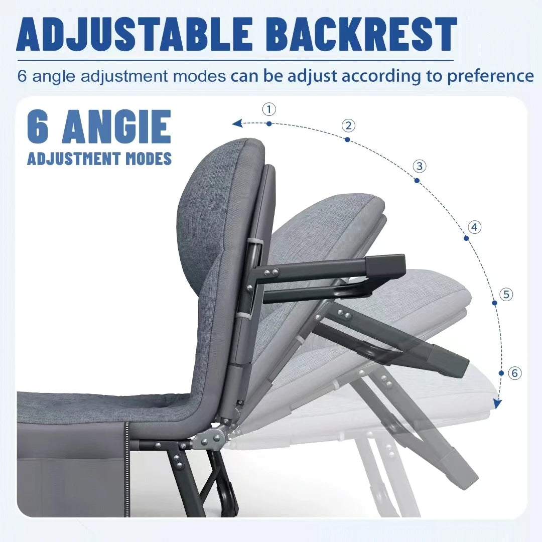 Aoran Folding Lounge Chair With Side Pocket And Steel Frame
