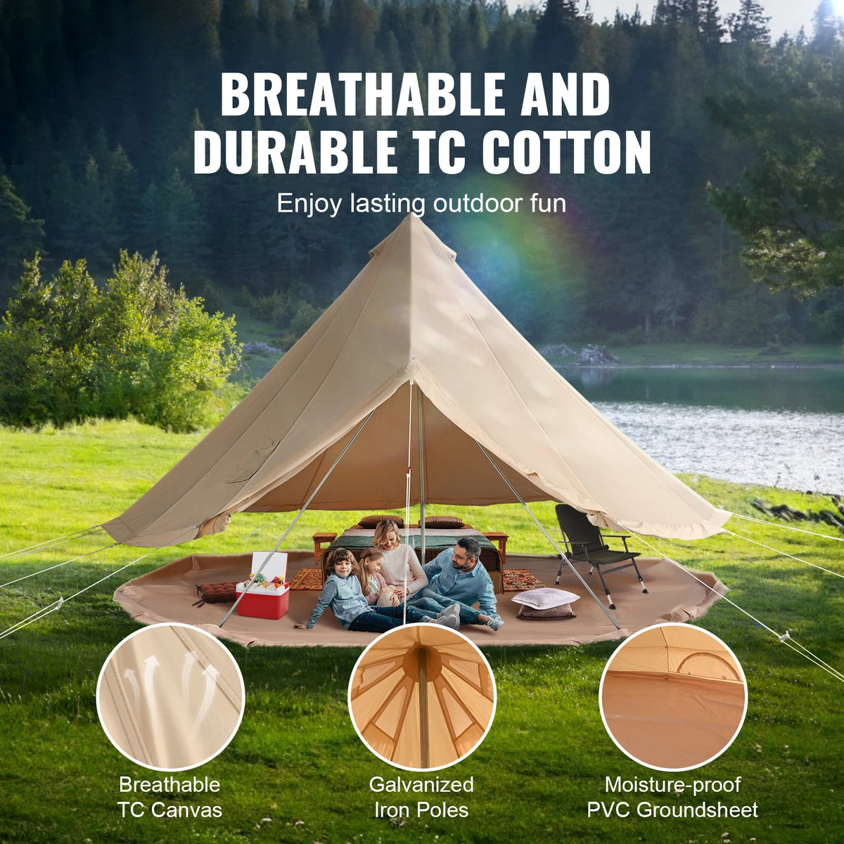 SucceBuy Camping Canvas Bell Tent Four Season Breathable Chimney Vent