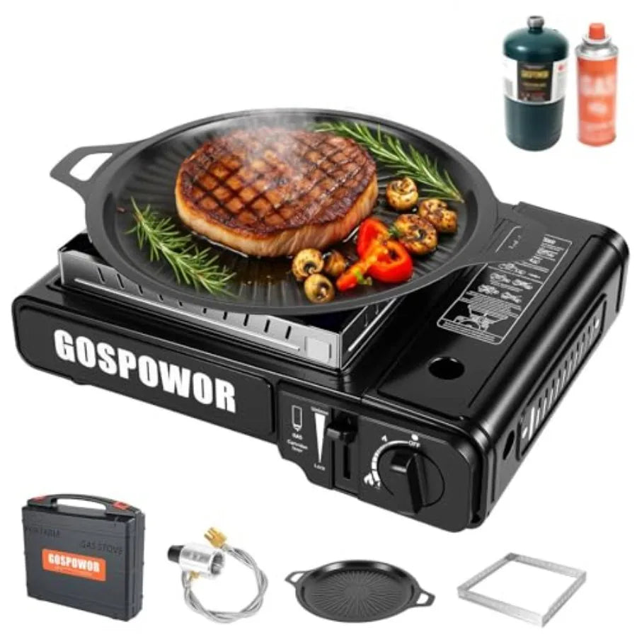 Portable Automatic Ignition Propane Butane Camp Stove With Windscreen