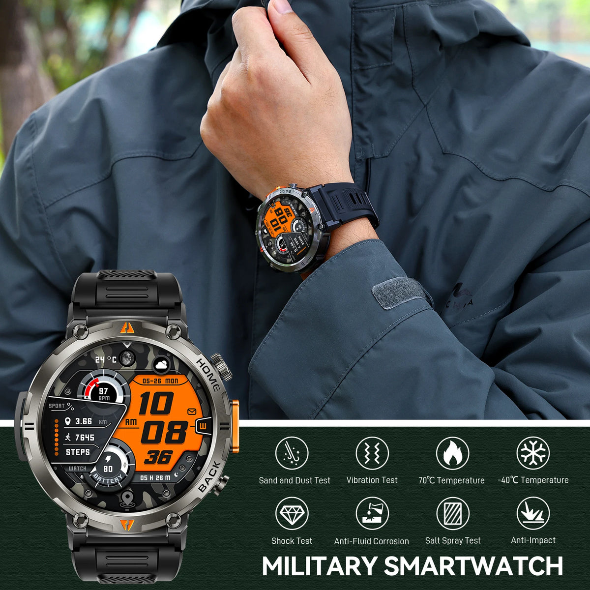 EIGIIS KE3 Bluetooth Calling Smartwatch With Health Monitor And Flashlight