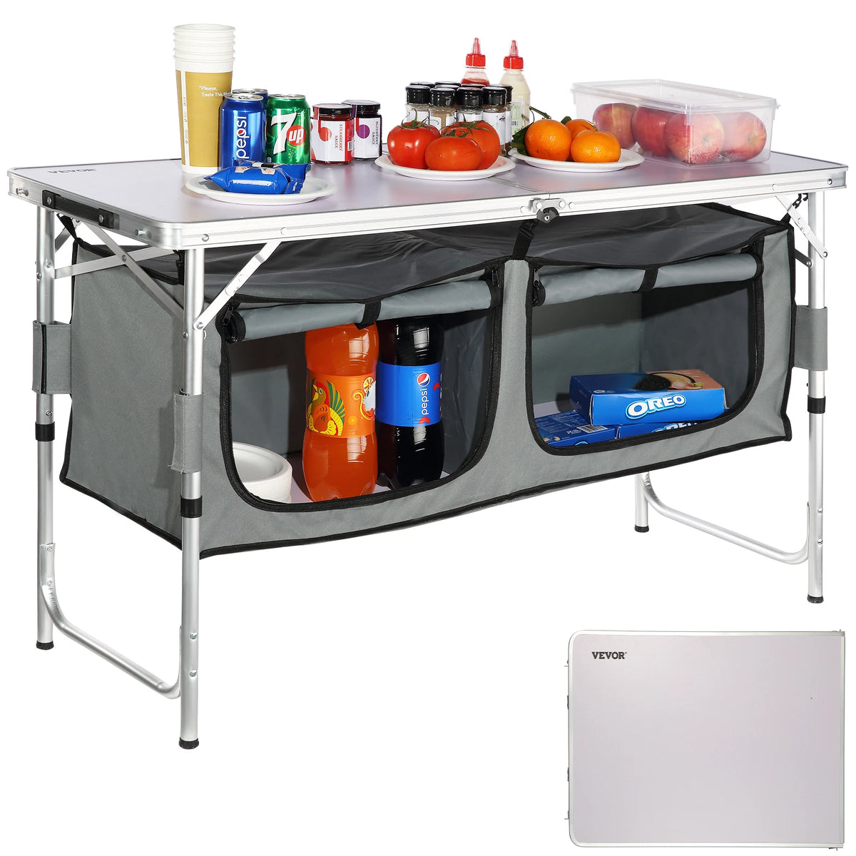 SucceBuy Quick Setup Folding Camping Kitchen Table For Outdoors