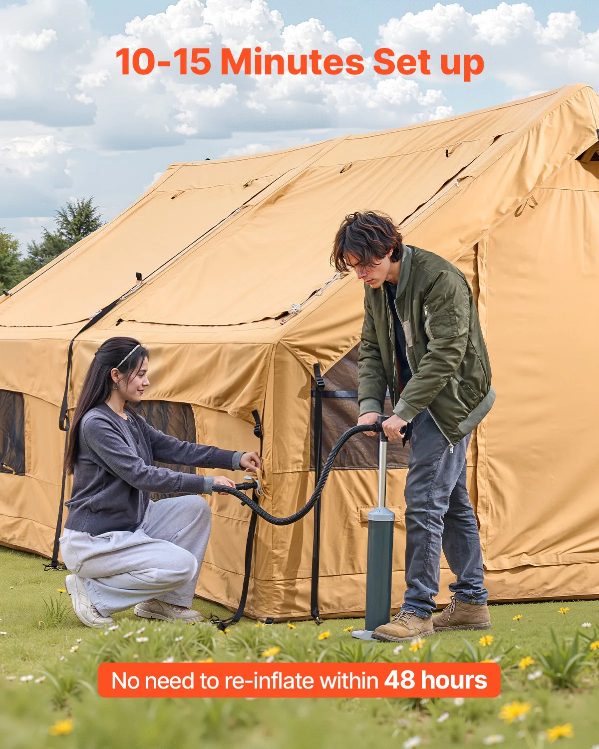 Vevor Inflatable Camping Tent With Hand Pump And Skylight