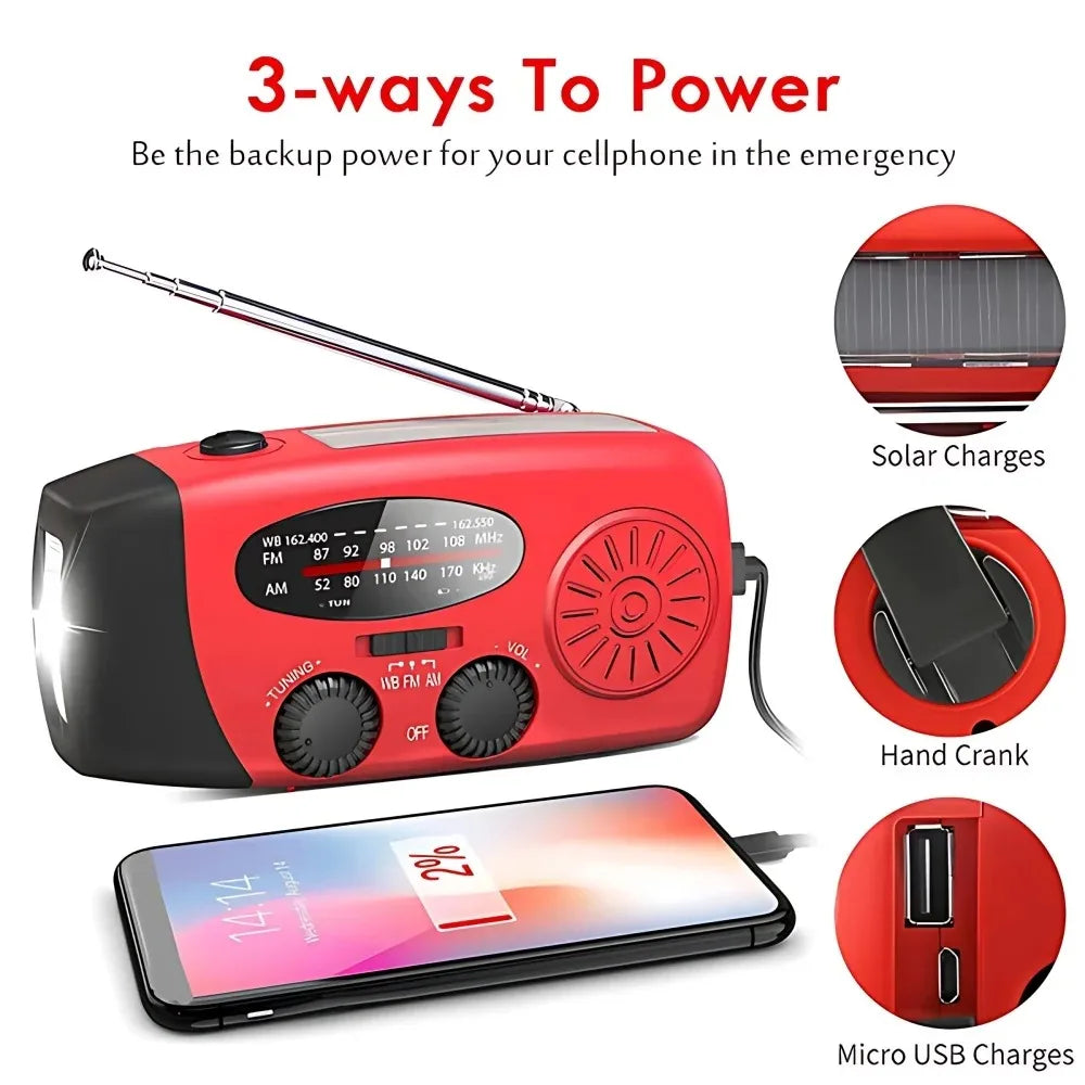 Hand Crank Emergency Radio With Power Bank And Flashlight