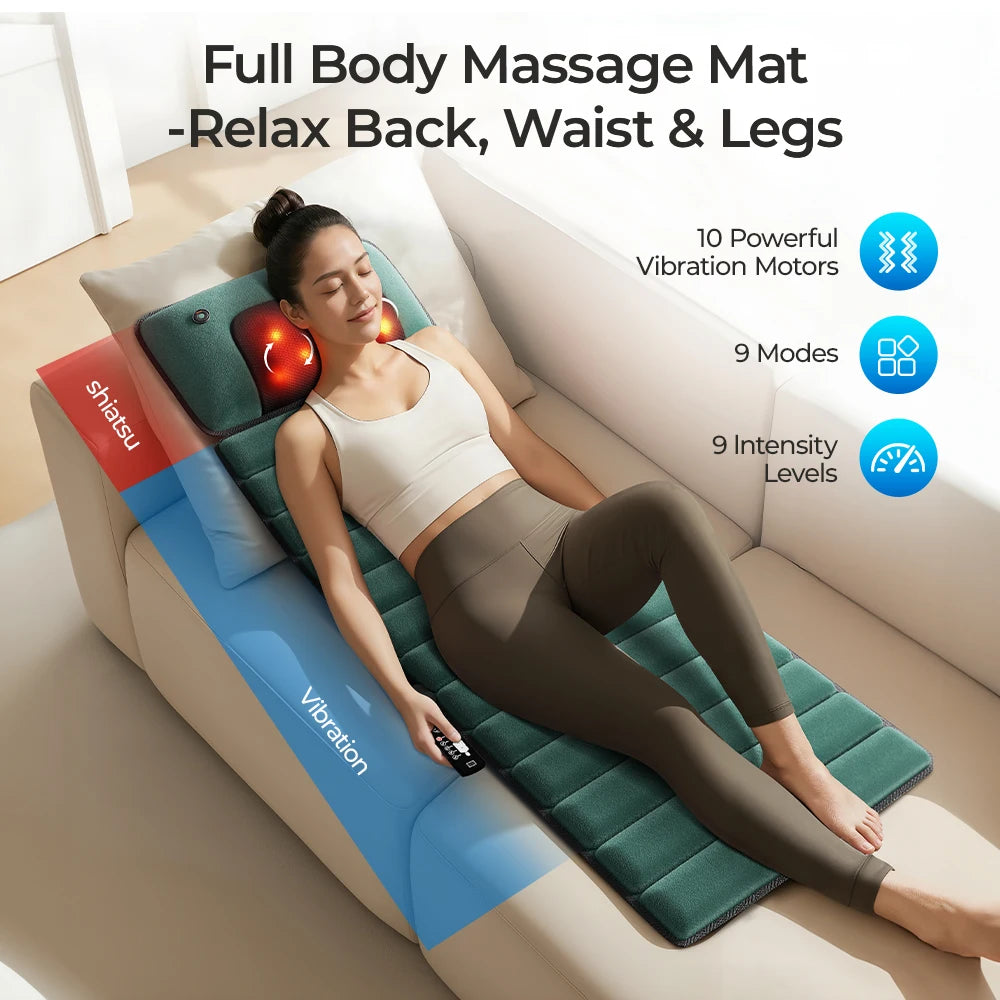 HOMEMASSA 10 Motors Full Body Deep Tissue Vibration Massage Mat