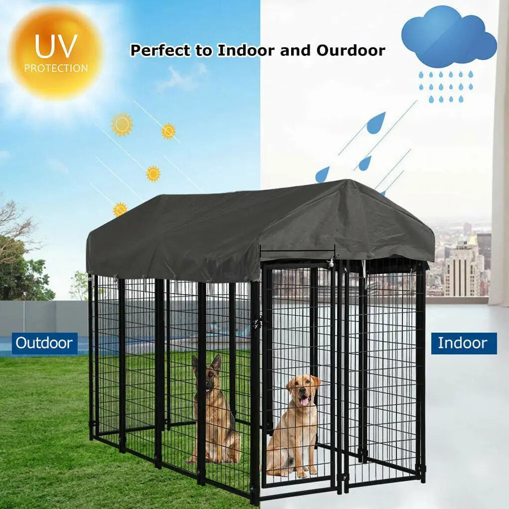 Iron Dog Cage With Roof For Outdoor Pet Playpen Kennel