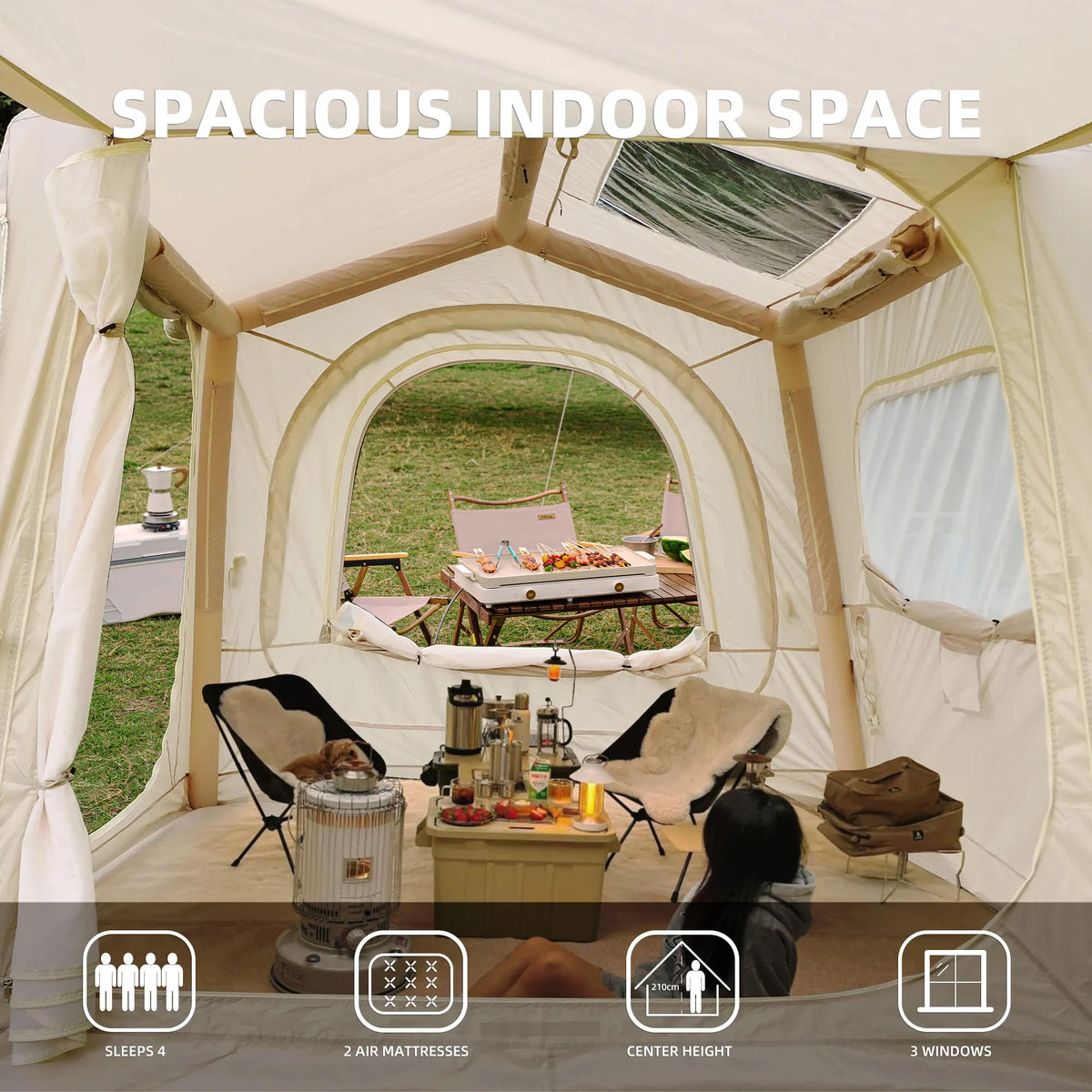 Waterproof Inflatable Camping Tent With Premium Fabric And Easy Setup