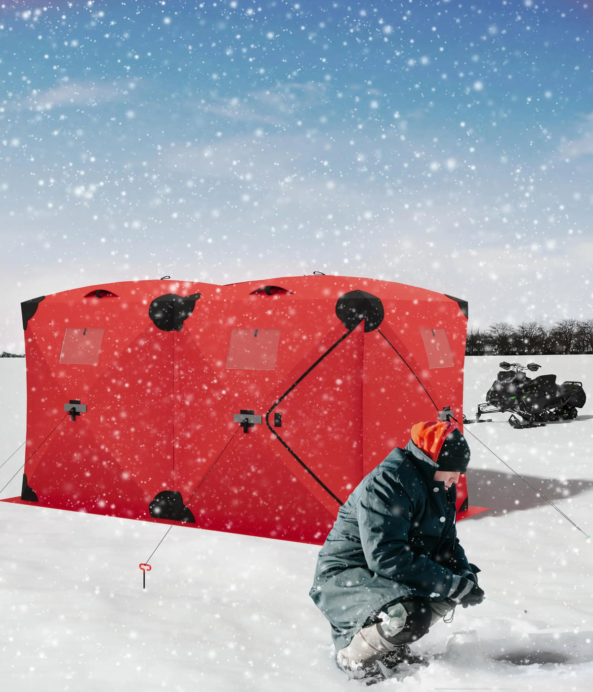 Insulated Windproof Portable Hub Style Ice Fishing Tent