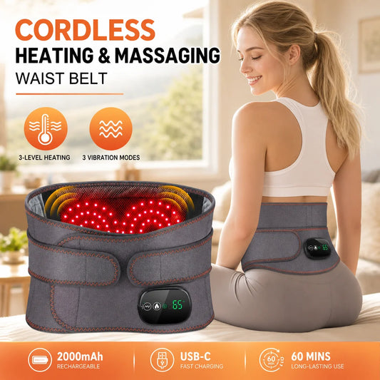 Hailicare Wireless Heated Waist Belt Vibration Massage 3 Heat Modes