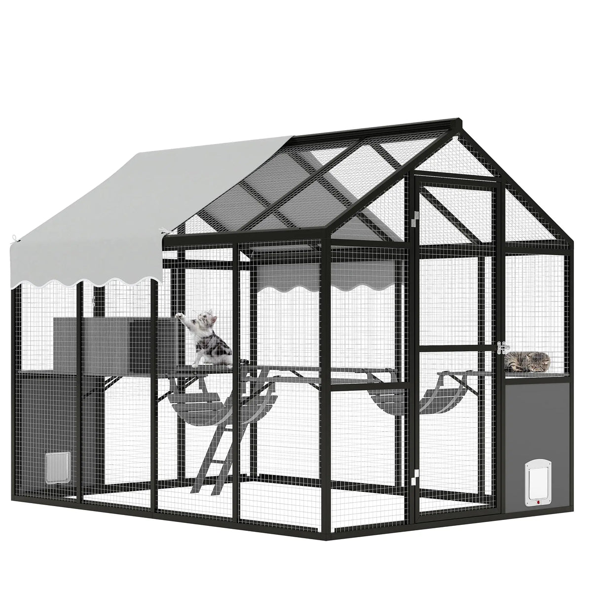 HiMISS Extra Large Aluminum Outdoor Catio Enclosure Walk-in Cat Run
