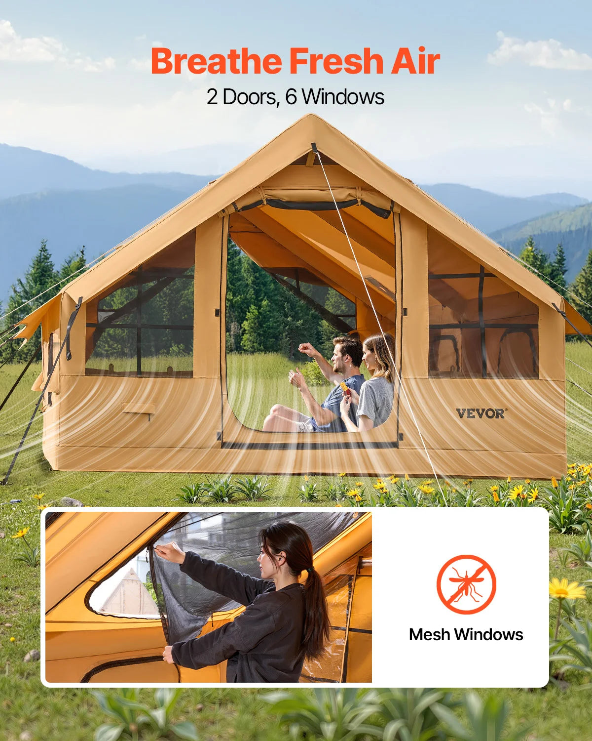 Vevor Inflatable Camping Tent With Hand Pump And Skylight